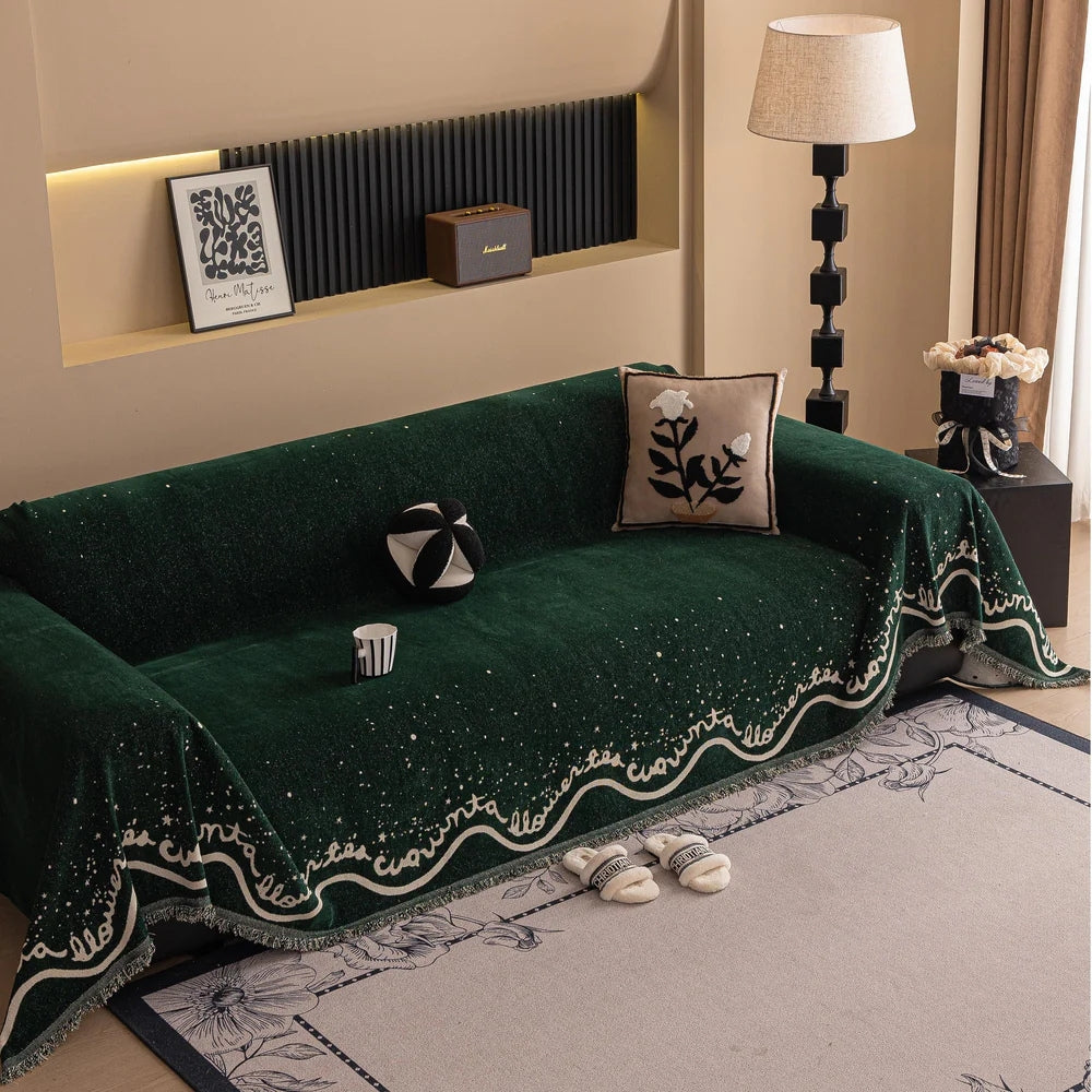 Maliben | Cursive Glittering Chenille Sofa Cover
