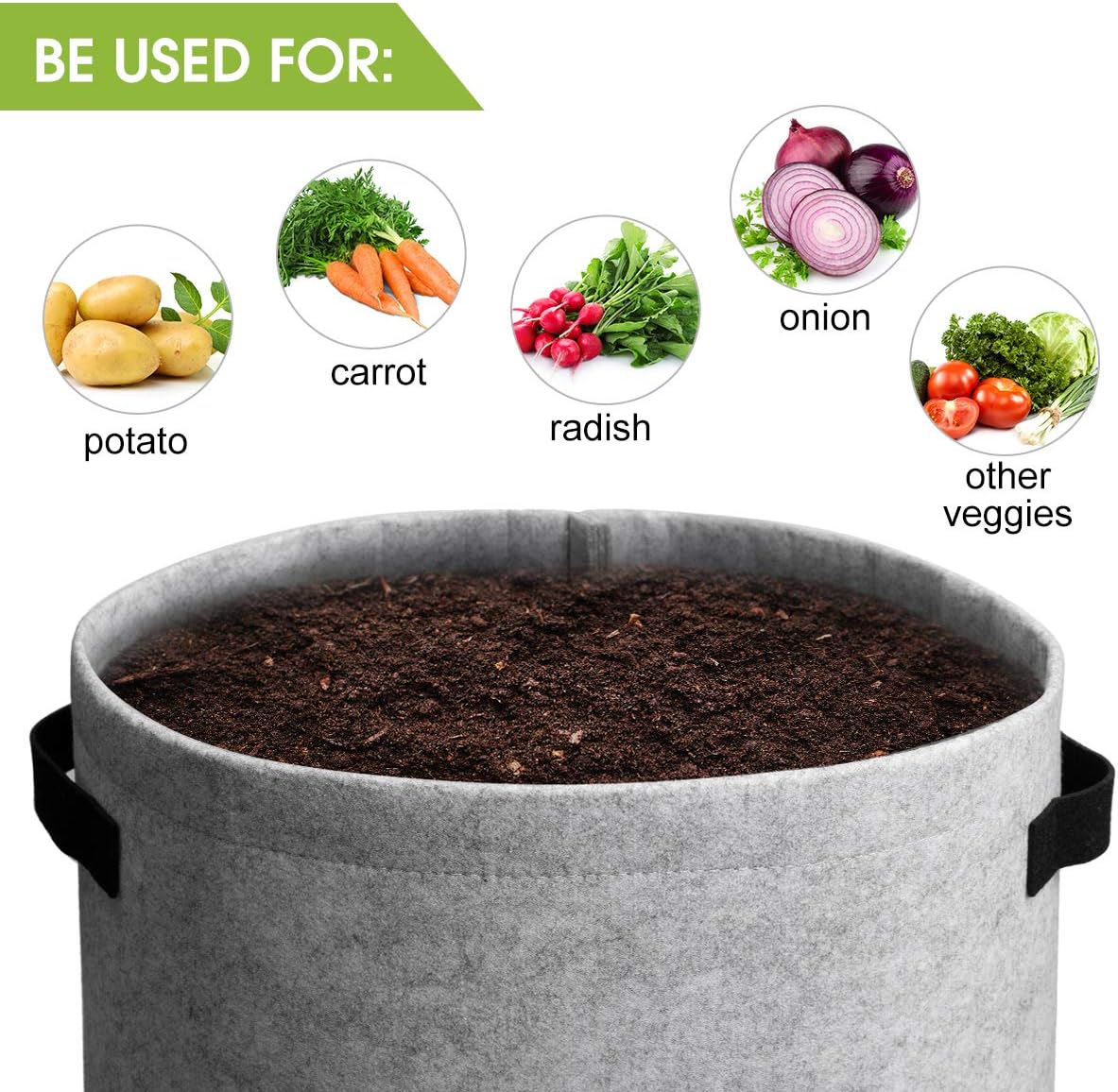 Maliben | 5/7/10/15 Gallon Potato Planting Growing Thickened Nonwoven Plant Fabric Pot Nursery Bags For Home Gardening