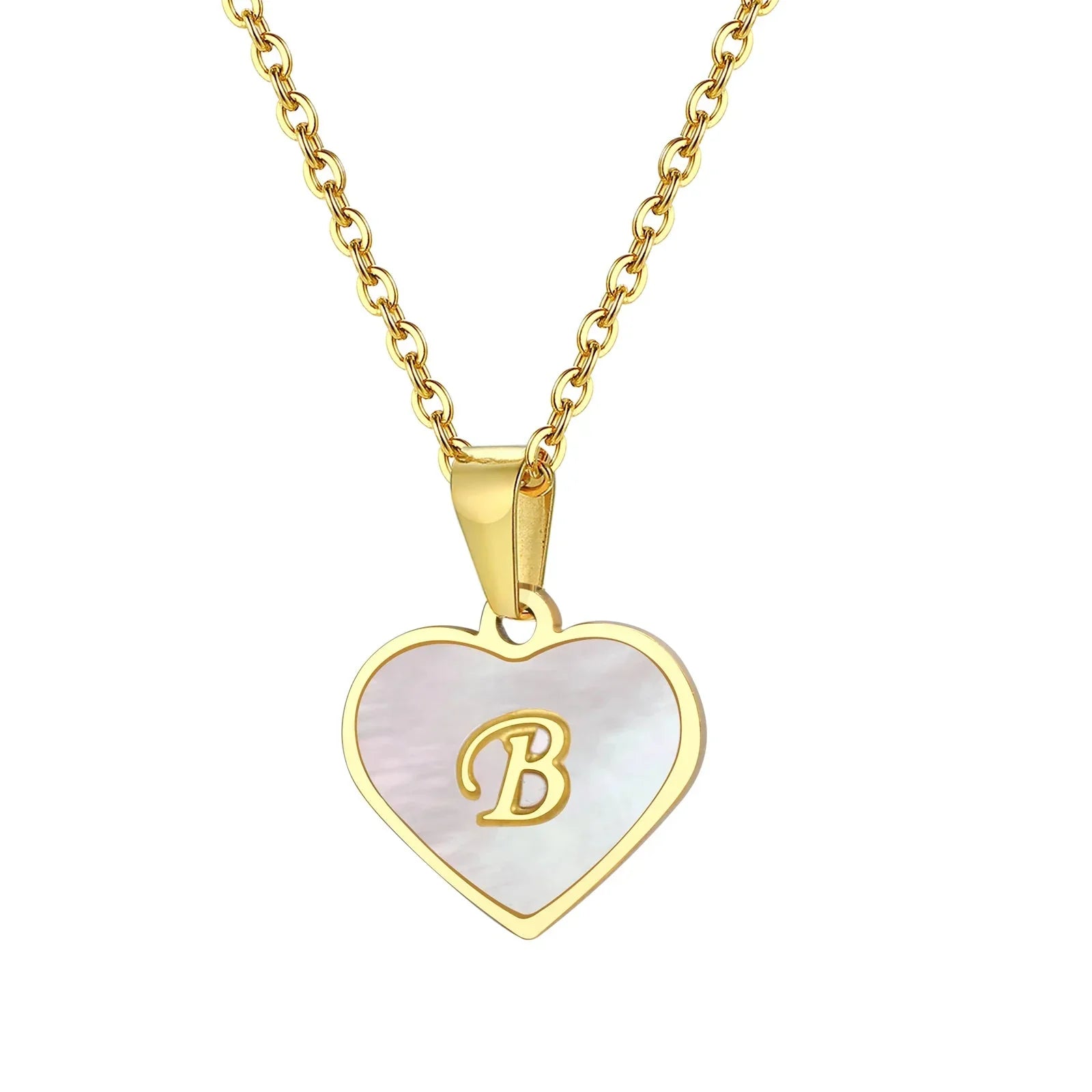 Maliben | 18k Pearl Heart Initial Letter Necklace