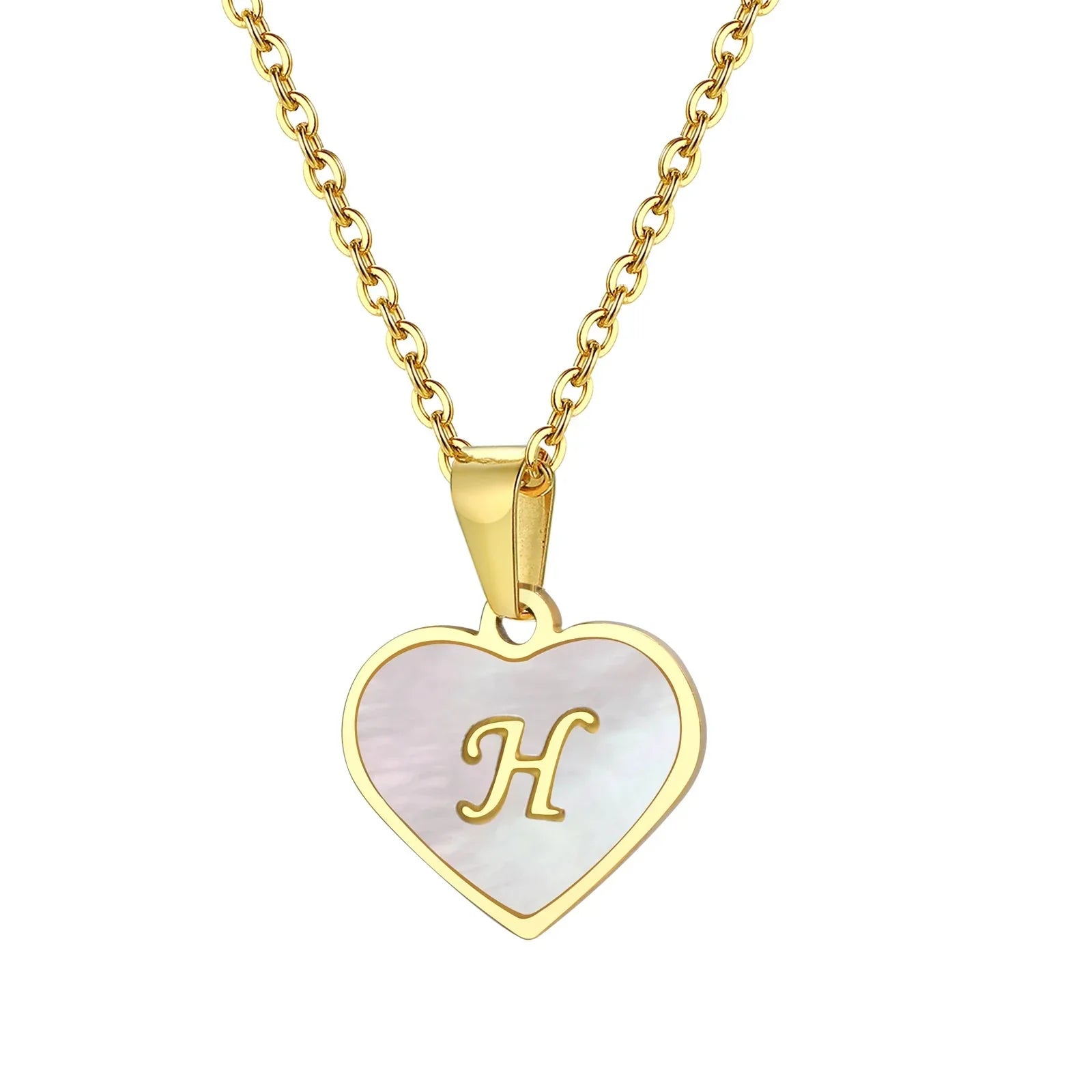 Maliben | 18k Pearl Heart Initial Letter Necklace