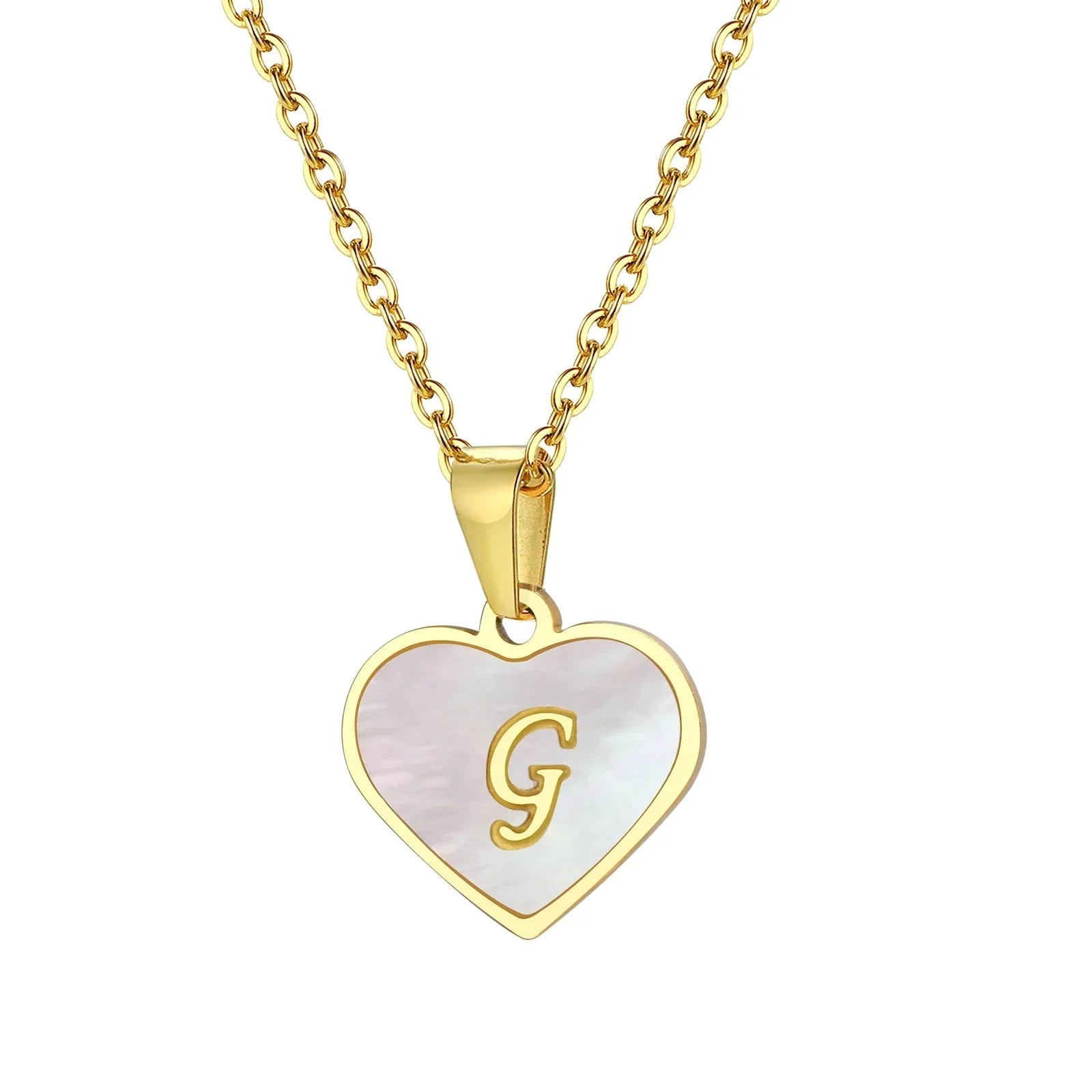 Maliben | 18k Pearl Heart Initial Letter Necklace