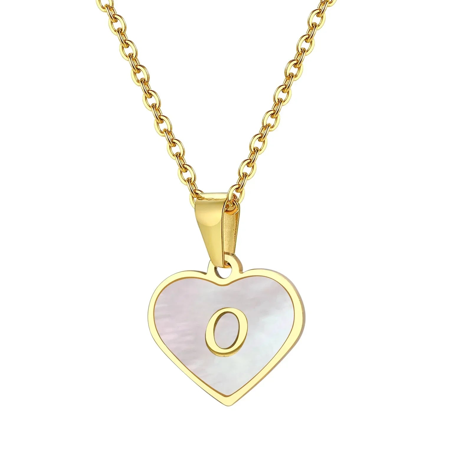 Maliben | 18k Pearl Heart Initial Letter Necklace