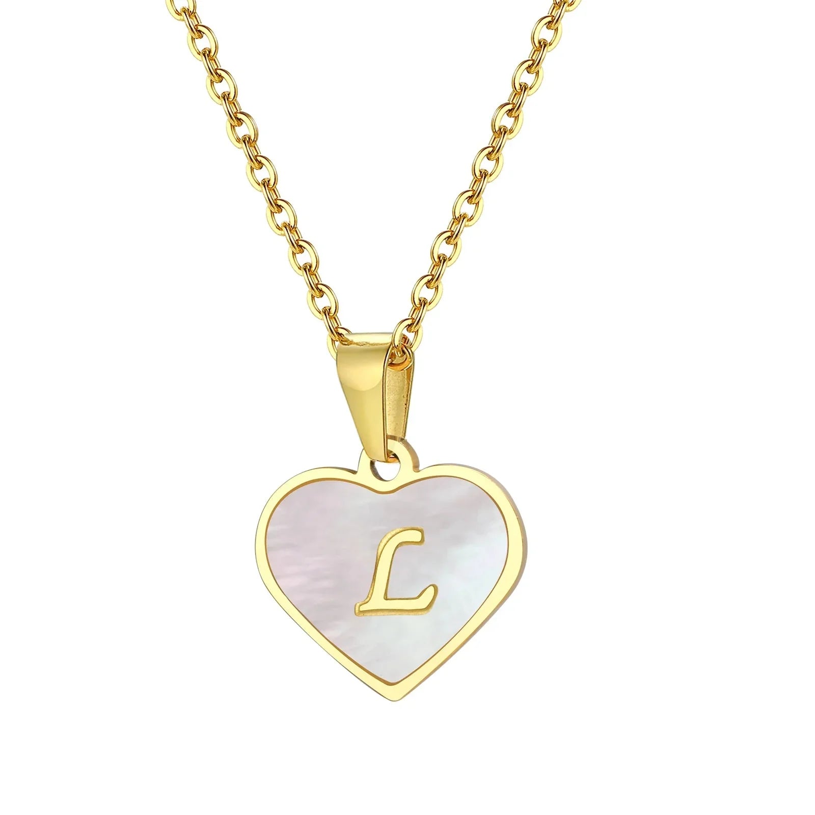 Maliben | 18k Pearl Heart Initial Letter Necklace