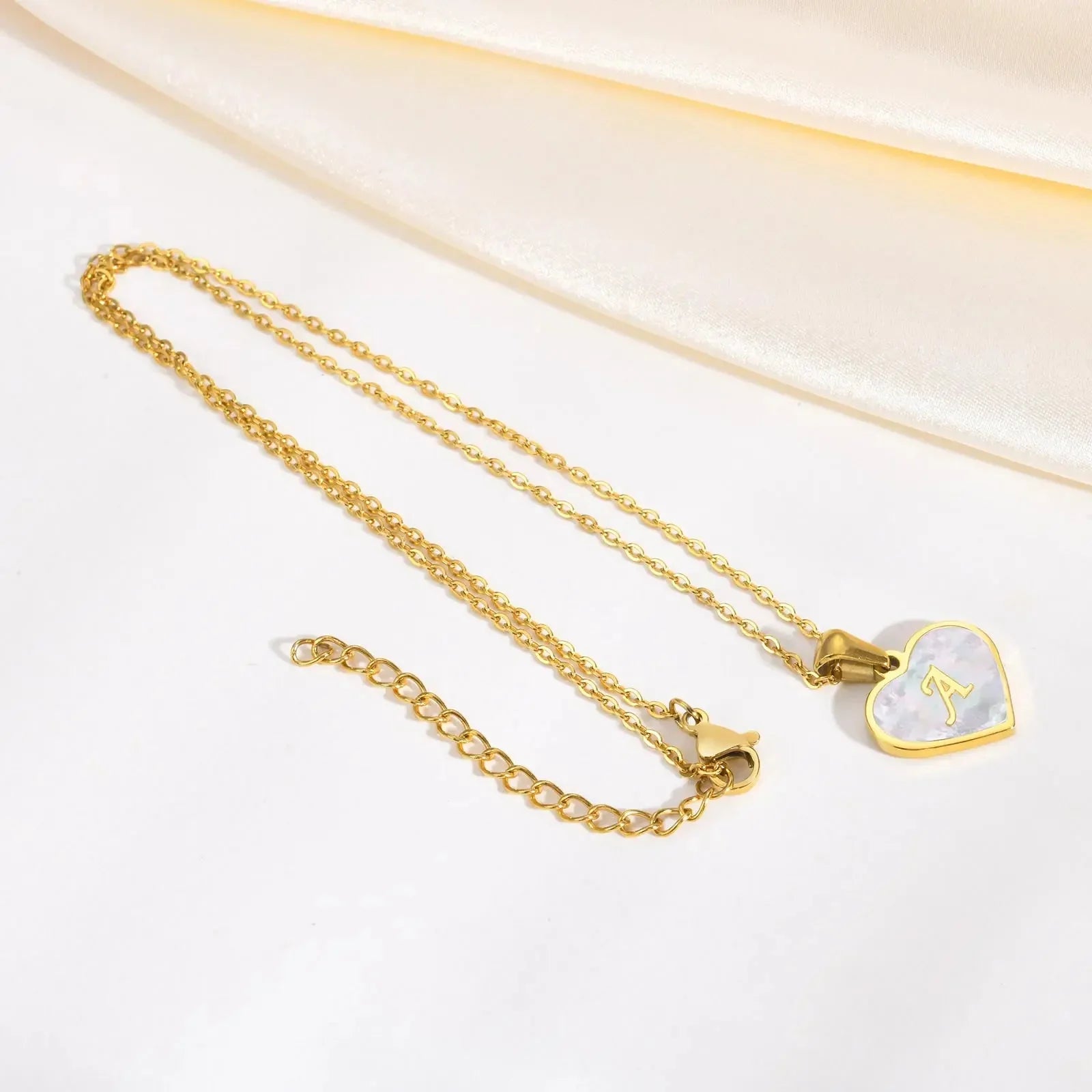 Maliben | 18k Pearl Heart Initial Letter Necklace