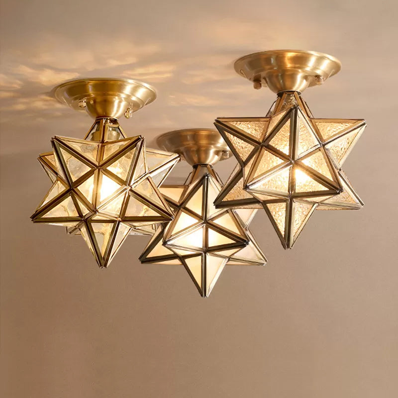 Maliben | Starluxe Ceiling Light - Traditional Brass Ceiling Lamp With Glass