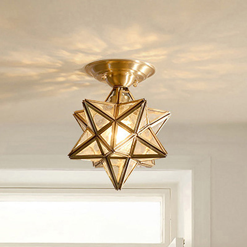 Maliben | Starluxe Ceiling Light - Traditional Brass Ceiling Lamp With Glass