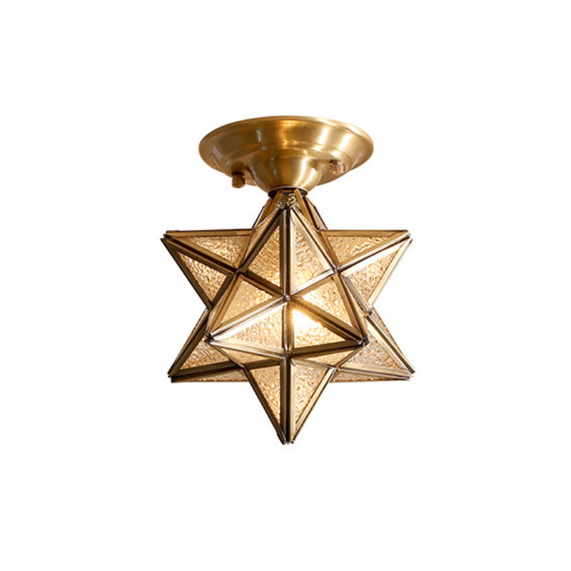 Maliben | Starluxe Ceiling Light - Traditional Brass Ceiling Lamp With Glass