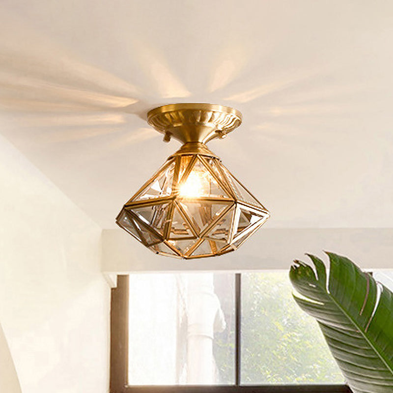 Maliben | Starluxe Ceiling Light - Traditional Brass Ceiling Lamp With Glass