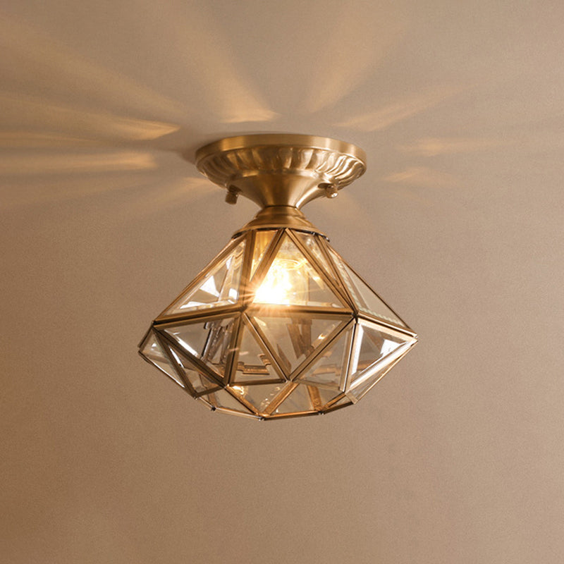 Maliben | Starluxe Ceiling Light - Traditional Brass Ceiling Lamp With Glass