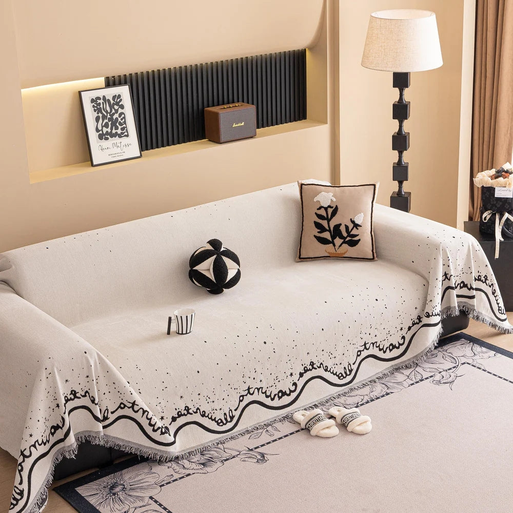 Maliben | Cursive Glittering Chenille Sofa Cover