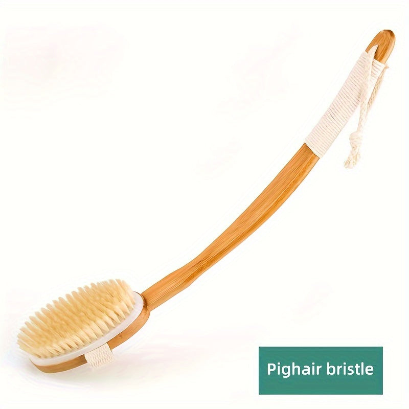 Maliben | Back Boar Bristles Cleaning Sponge For The Shower - Long Wooden Handle Bath Sponge Brush, Soft Natural Bristles For Back Cleaning