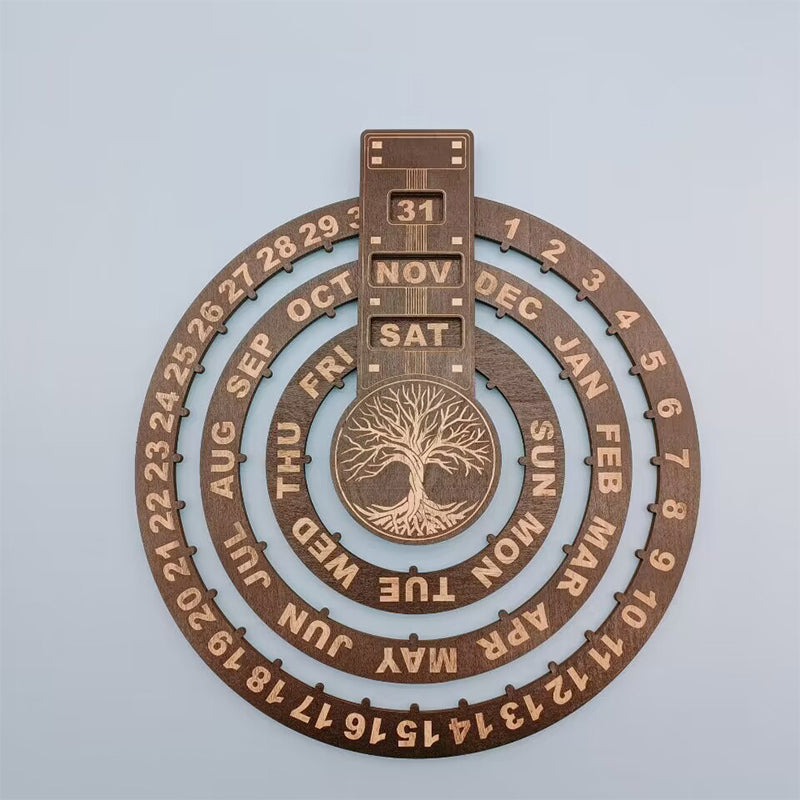Maliben | Wooden Rotating Circular Perpetual Calendar