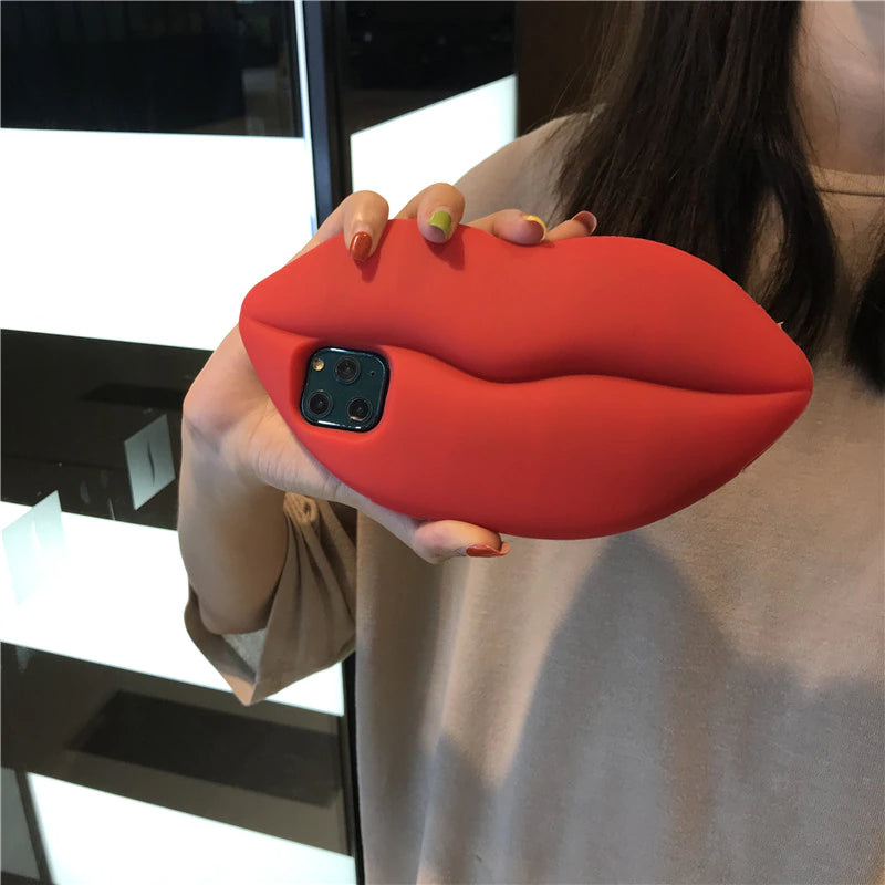 Maliben | 3d Big Red Lip Mouth Kiss Soft Silicone Shoulder Iphone Cases