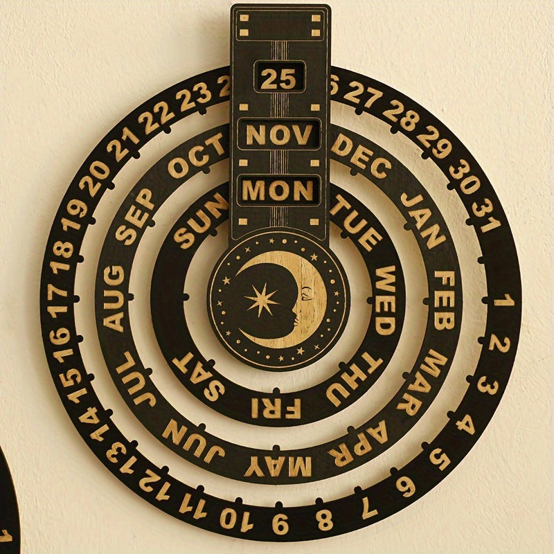 Maliben | Wooden Rotating Circular Perpetual Calendar
