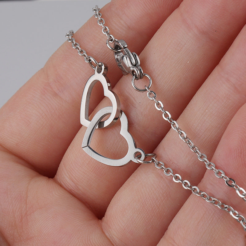 Maliben | Two Hearts Necklace With Rotating Rose Gift Box