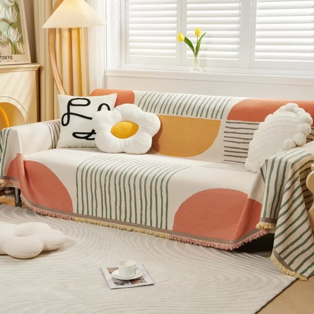 Maliben | Meringue Chenille Geometry Sofa Cover