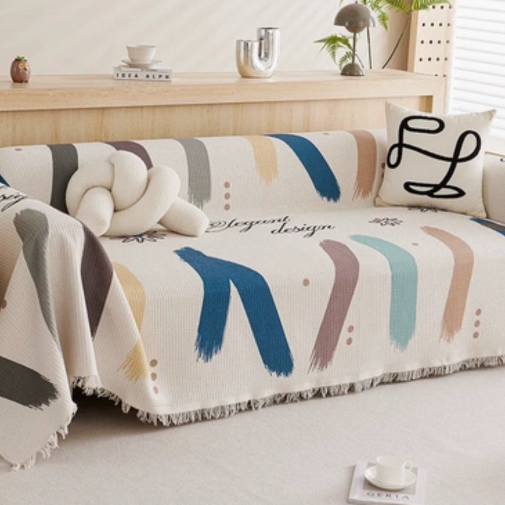 Maliben | Lumiere Abstract Tasseled Sofa Cover