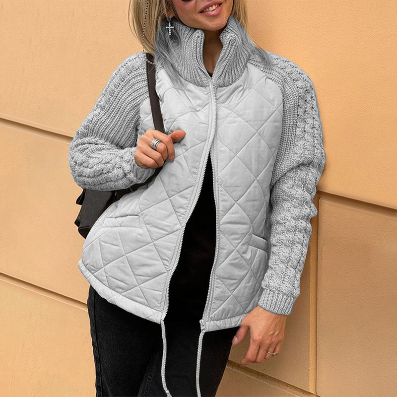 Maliben Solid Color High Collar Zipper Coat