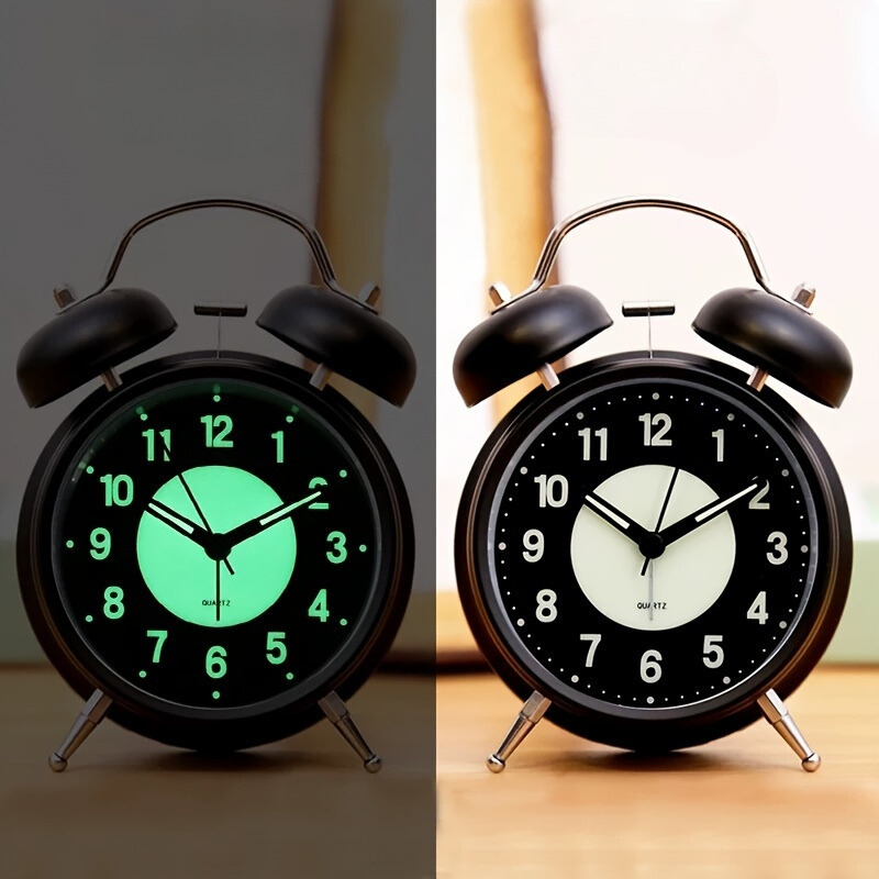 Maliben | LuminousTime - Elegant Metal Alarm Clock with Gentle Lighting for Peaceful Mornings and Nights