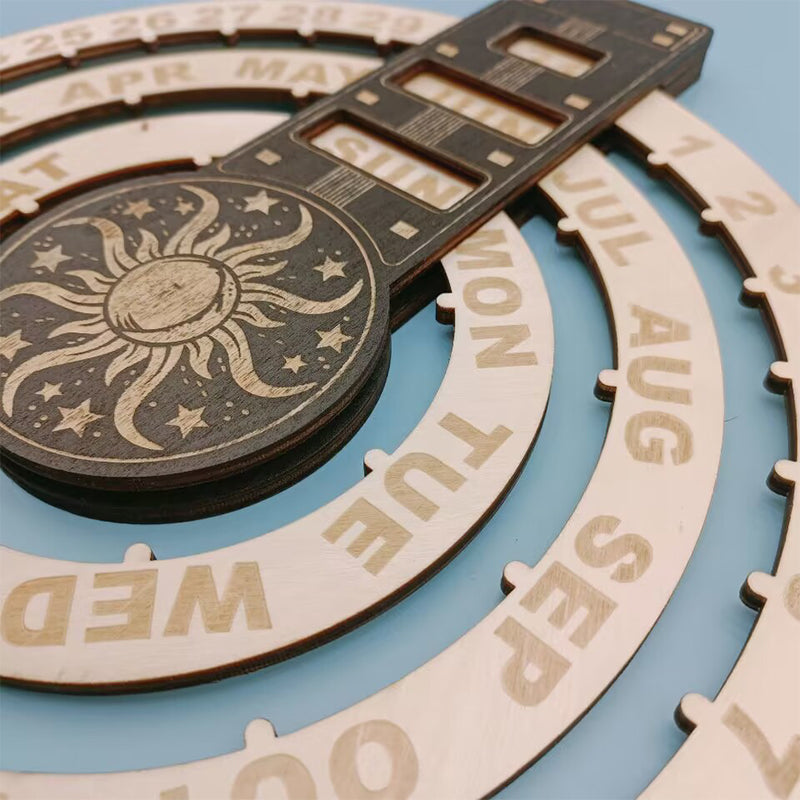 Maliben | Wooden Rotating Circular Perpetual Calendar