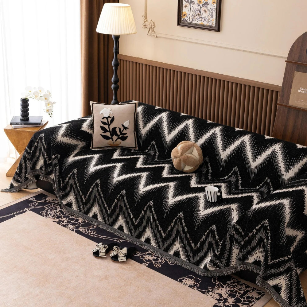 Maliben | Ochre Streak Textured Sofa Cover