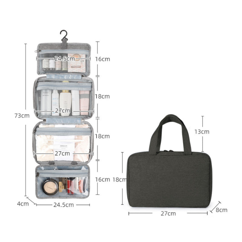 Maliben | Travelique Travel Cosmetic Organizer | Compact & Water-Repellent | With 4 Compartments & 360° Hook | For Women & Men
