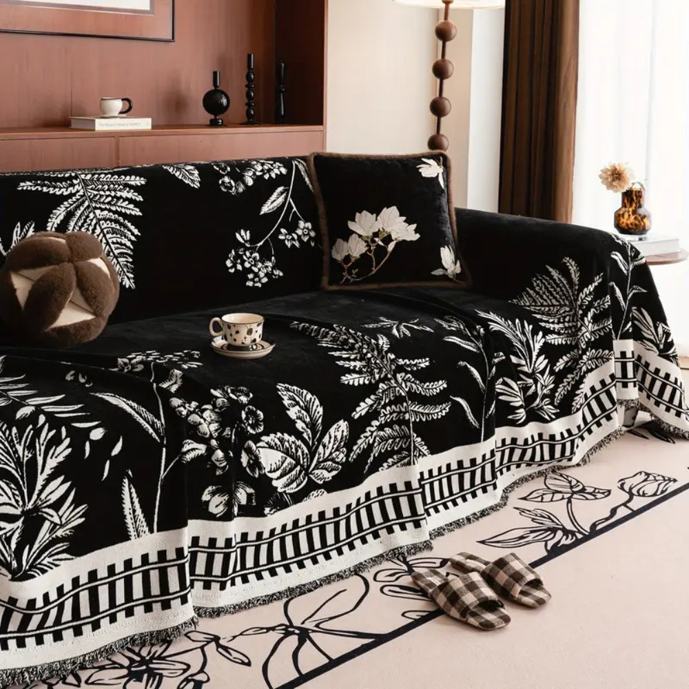 Maliben | Foliage Floral Chenille Sofa Cover