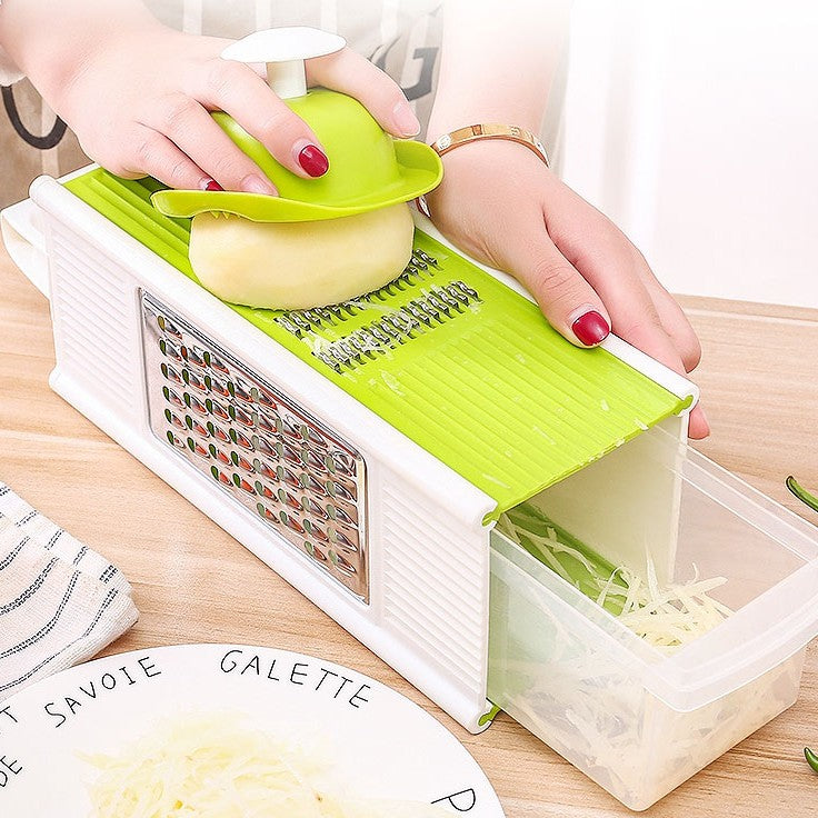 Maliben | Multifunctional Vegetable Cutter, Chopper, Grater & Slicer, With 4 Types Of Blades & A Storage Box, For Easy Food Preparation