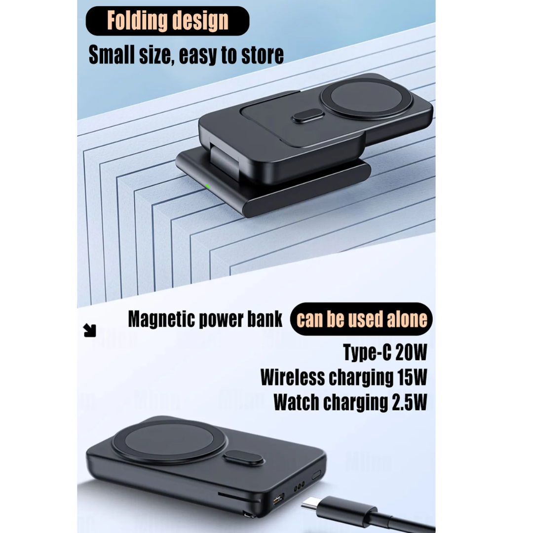 Maliben | 3in1 Magnetic Fast Charging Magsafe Power Bank Station