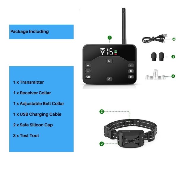Maliben | 2-in-1 Wireless Pet Training Collars and Dog Fence Sound Check Electric and Vibrating Shock Dog Collar Fence From 65 to 1640 Feet