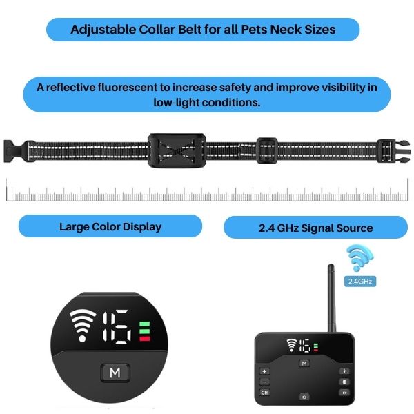 Maliben | 2-in-1 Wireless Pet Training Collars and Dog Fence Sound Check Electric and Vibrating Shock Dog Collar Fence From 65 to 1640 Feet
