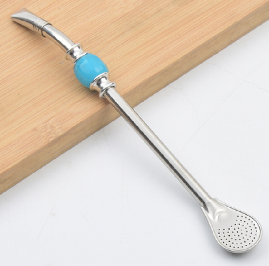 Maliben | Stainless Steel Reusable Drinking Straws With Filter Spoon, With Storage Box & Cleaning Brush