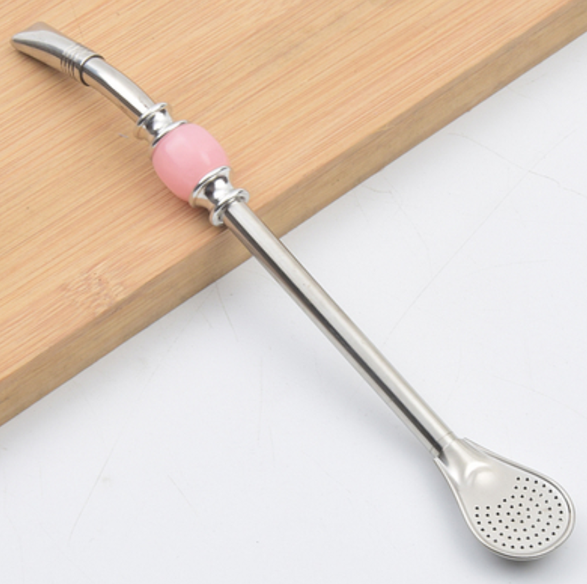 Maliben | Stainless Steel Reusable Drinking Straws With Filter Spoon, With Storage Box & Cleaning Brush