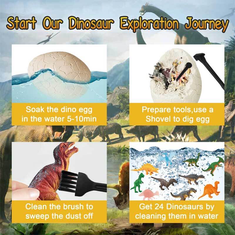 Maliben | Dinodig | Exciting Discovery Fun - Large Digging Eggs With Dinosaur Figures For Children