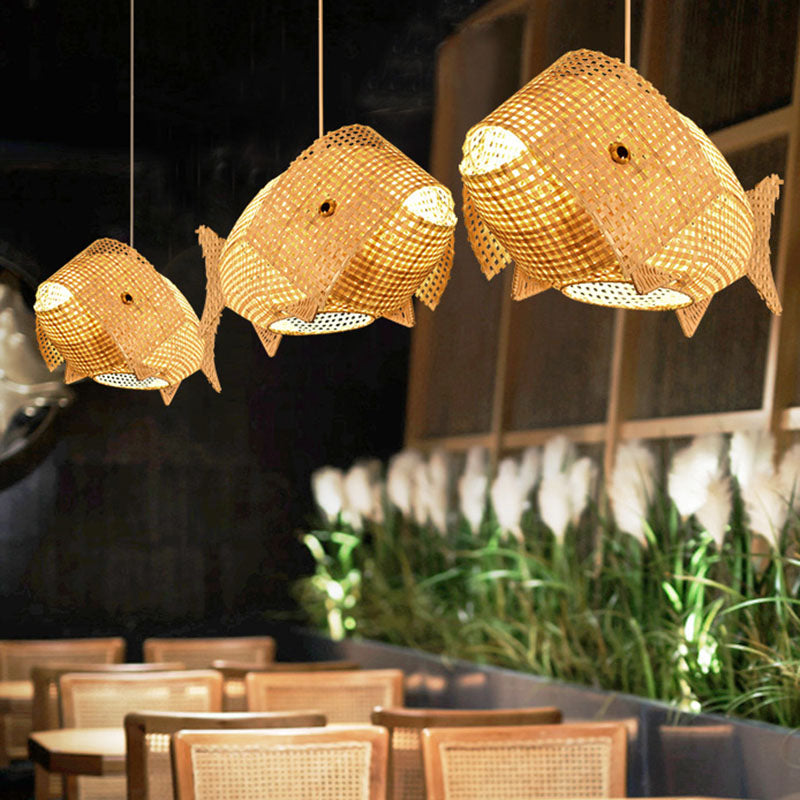 Maliben | Waveglow Pendant Light - Elegant Wood Asian Pendant Light