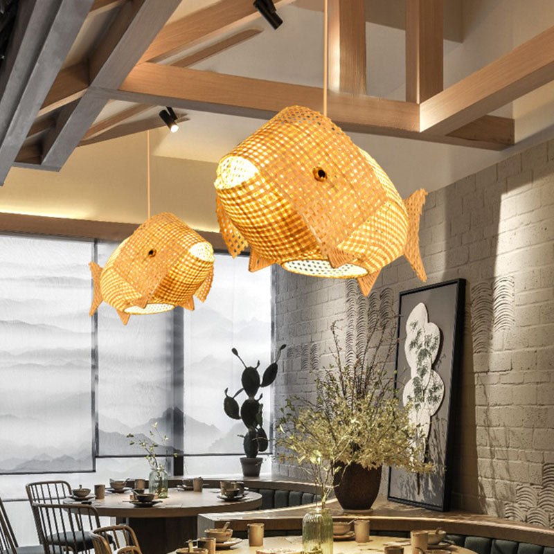 Maliben | Waveglow Pendant Light - Elegant Wood Asian Pendant Light