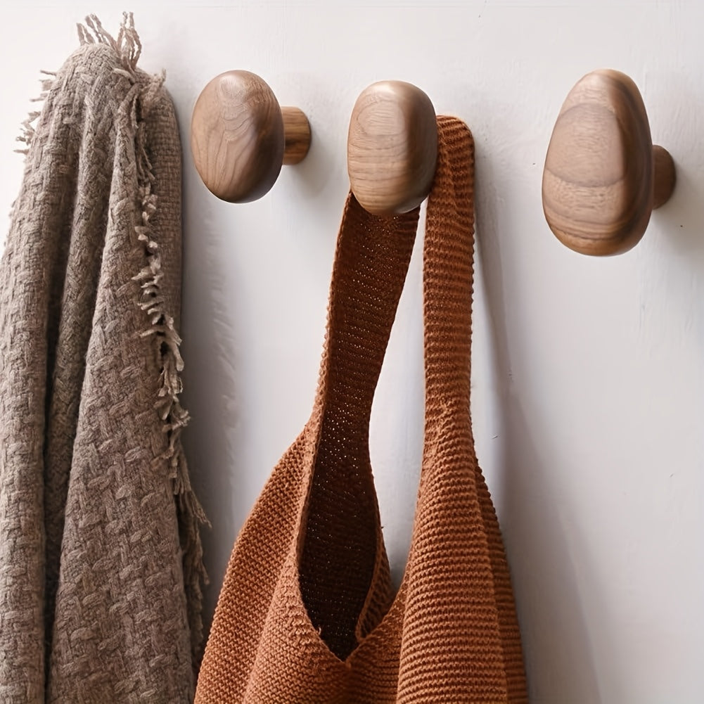 Maliben | Woodcraft Wooden Wall Hooks Set – HAndmade Design Of Walnut and Beech Wood