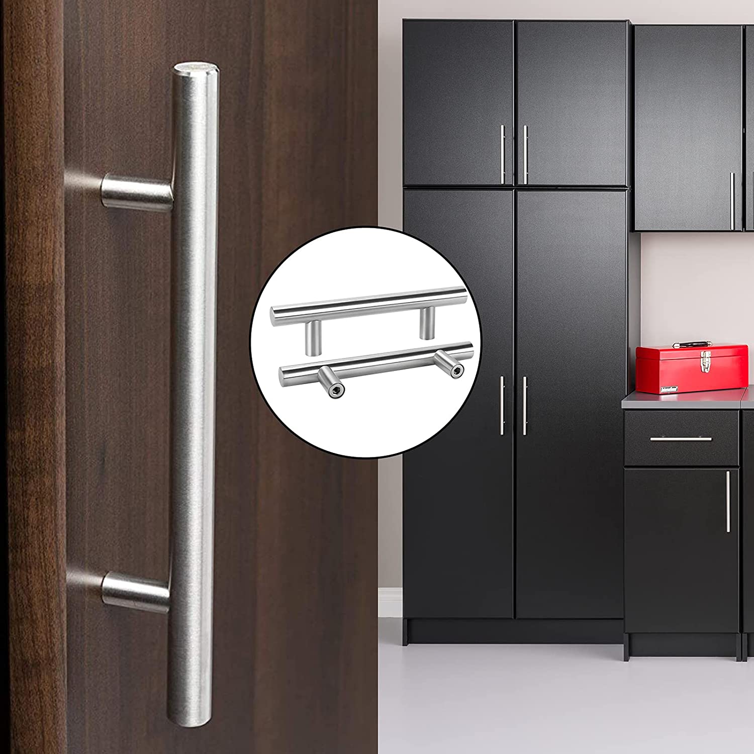 Maliben | Brushed Nickel Modern Stainless Steel Drawer Hardware T-Bar Handles