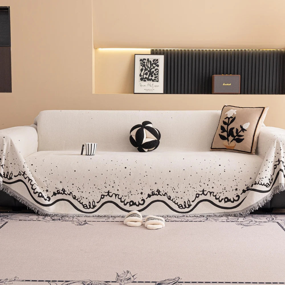 Maliben | Cursive Glittering Chenille Sofa Cover
