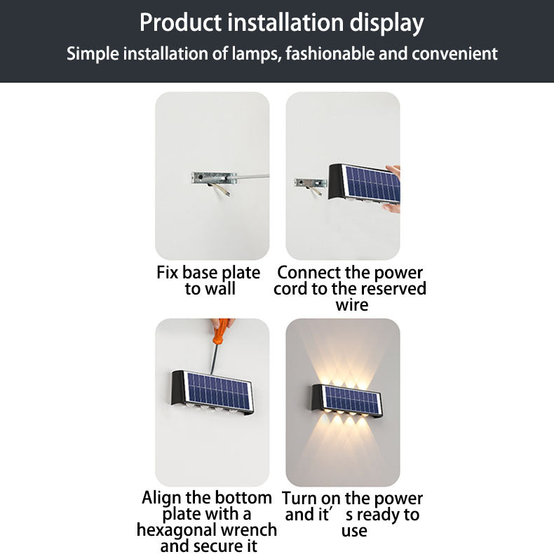 Maliben | Lumiora Modern Solar-Led Wall Lamp For Outdoors | Rectangular Design | Ip56 Waterproof | Different Sizes & Light Intensities