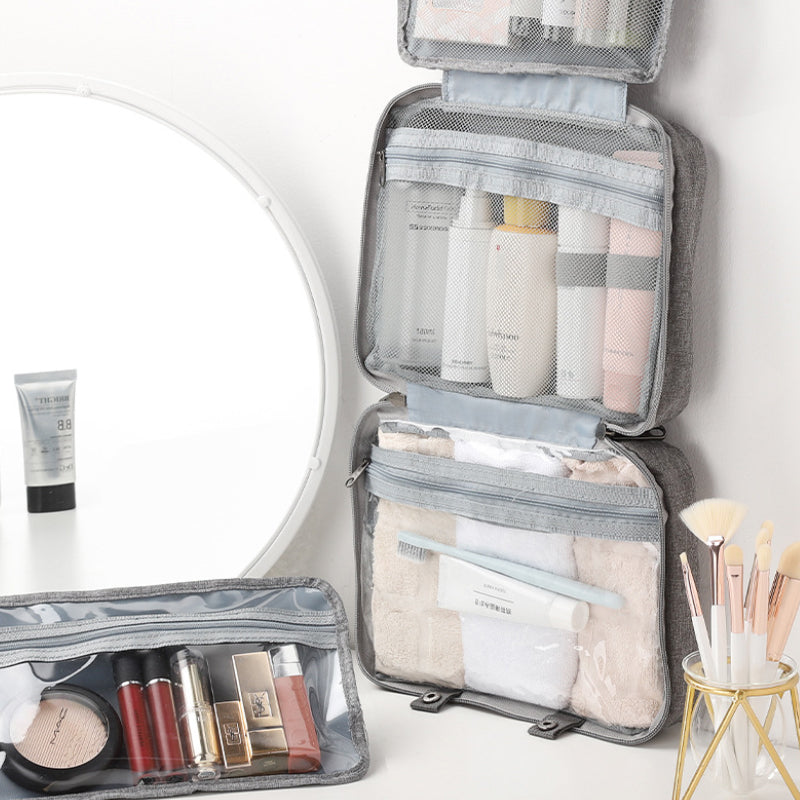 Maliben | Travelique Travel Cosmetic Organizer | Compact & Water-Repellent | With 4 Compartments & 360° Hook | For Women & Men