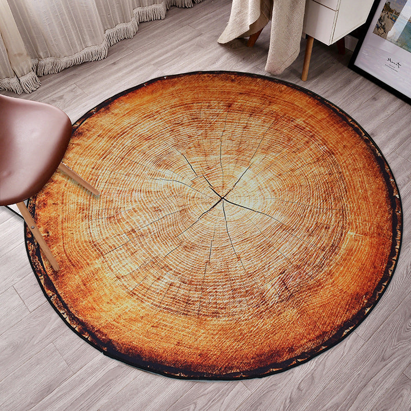Maliben | Multicolor 3d Tree Rings Carpet Polypropylene Contemporary Carpet Washable Non-Slip Back Animal-Friendly Carpet For Living Room