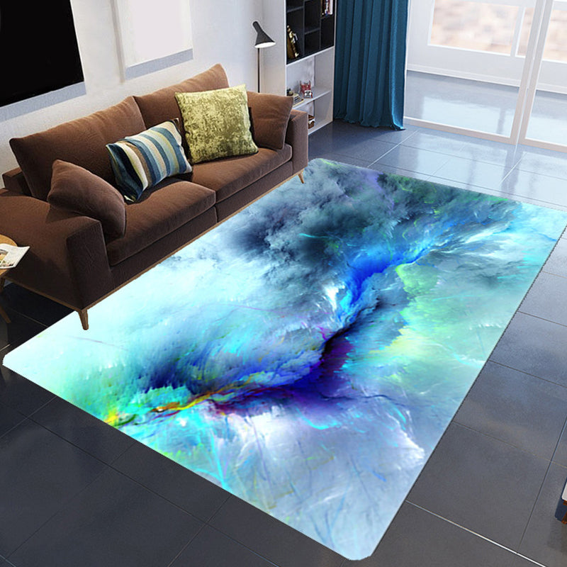 Maliben | Magnificent 3d Evening Clouds Rug Multicolor Modern Rug Synthetic Washable Stain Resistant Nonslip Back Rug For Living Room