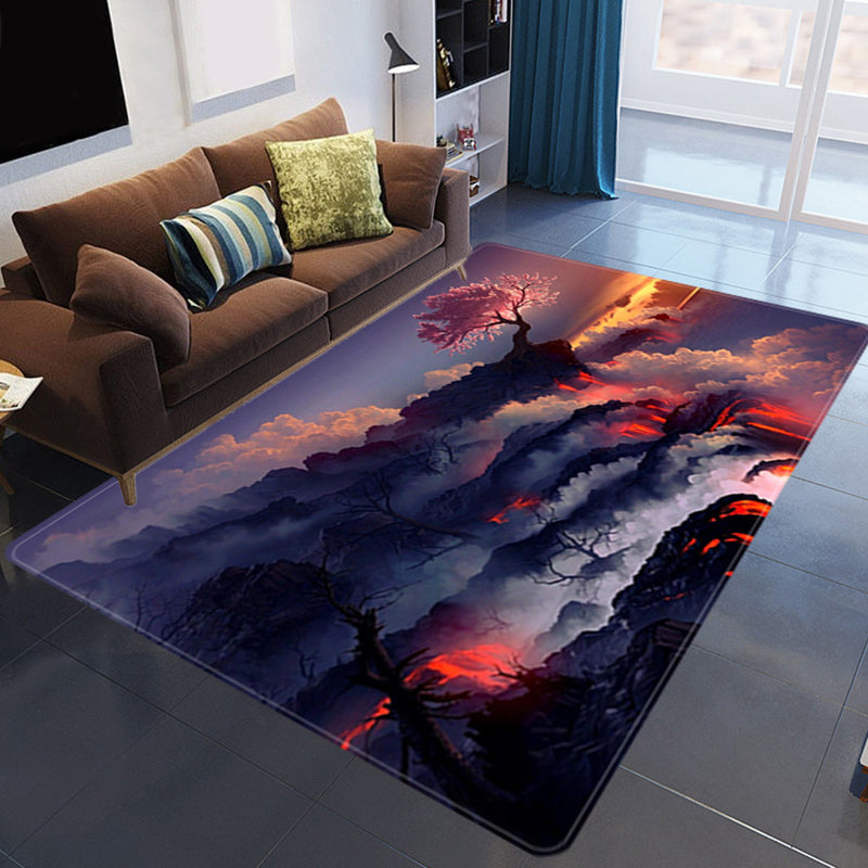 Maliben | Magnificent 3d Evening Clouds Rug Multicolor Modern Rug Synthetic Washable Stain Resistant Nonslip Back Rug For Living Room
