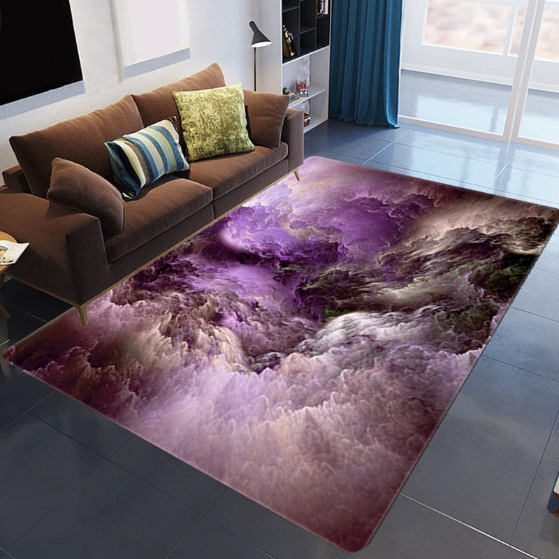 Maliben | Magnificent 3d Evening Clouds Rug Multicolor Modern Rug Synthetic Washable Stain Resistant Nonslip Back Rug For Living Room