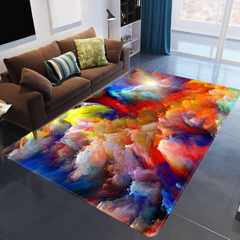 Maliben | Magnificent 3d Evening Clouds Rug Multicolor Modern Rug Synthetic Washable Stain Resistant Nonslip Back Rug For Living Room