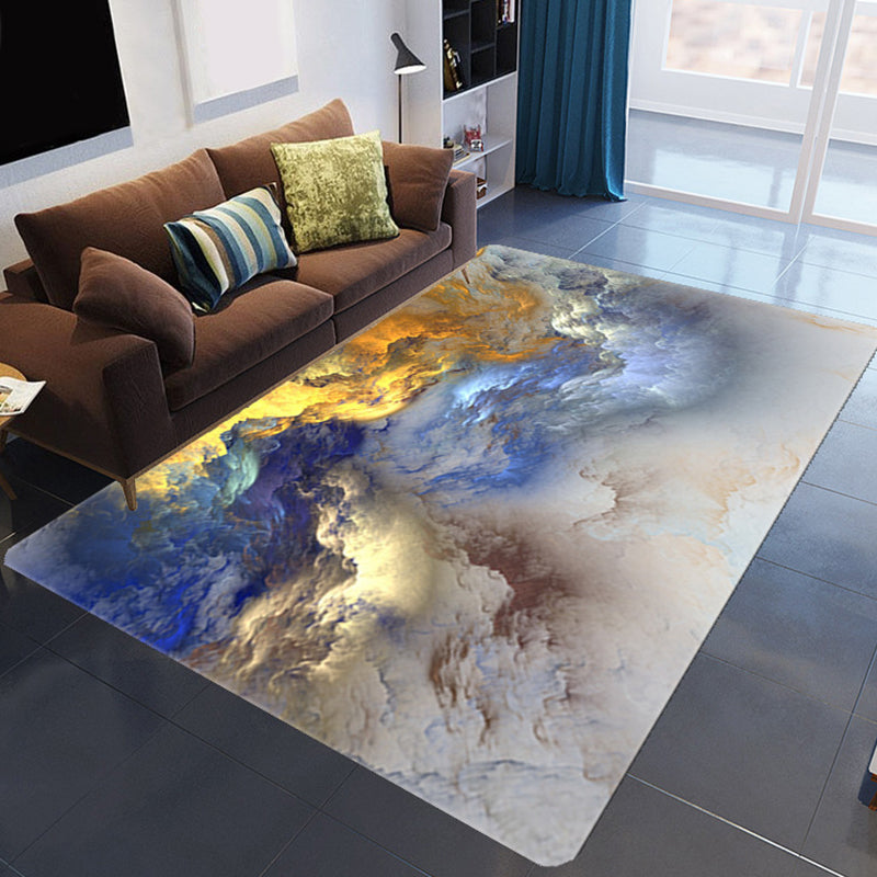 Maliben | Magnificent 3d Evening Clouds Rug Multicolor Modern Rug Synthetic Washable Stain Resistant Nonslip Back Rug For Living Room