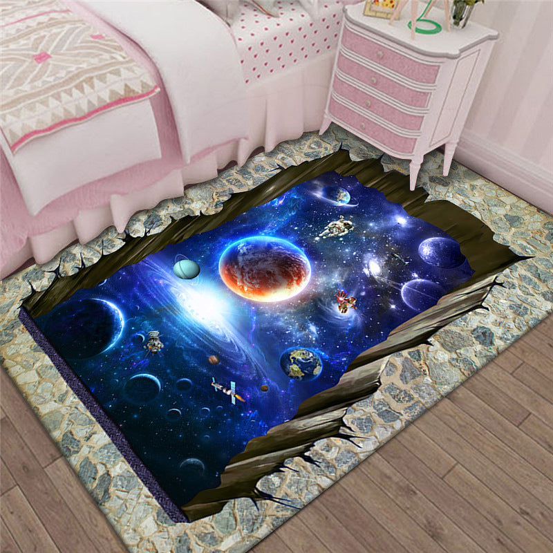 Maliben | Modern Brain Deception 3d Carpet Black Synthetic Area Rug Machine Washable Stain Resistant Non-Slip Rug For Living Room