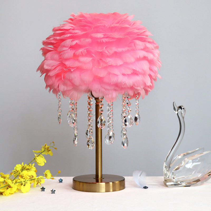 Maliben | Romantic Featherbeam - Modern Feather 1-Light Bed Lamp With Crystal Decor