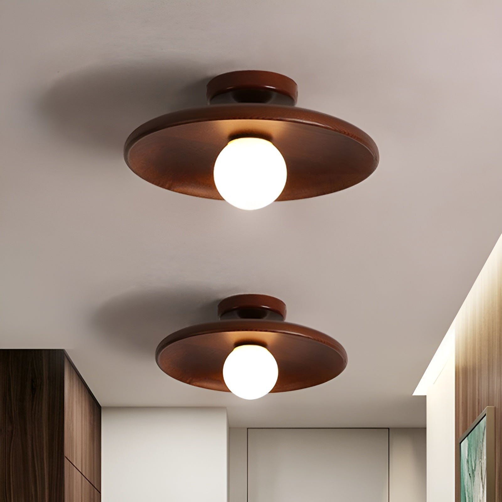 Maliben | Elegant Wooden Wabi Sabi Ceiling Lamp With Led - Woodbliss